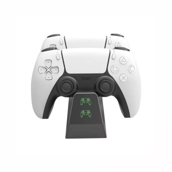 Base de Carga Negra Doble Por Puerto Inferior Para Joystick Ps5 Con Fuente
