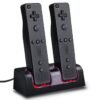 Base Cargador Doble y 2 Baterias Recargables Para Wii Wiimote Negro