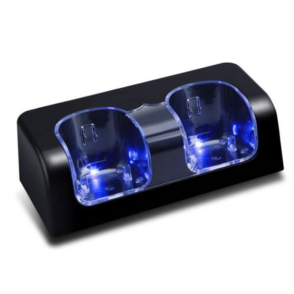 Base Cargador Doble y 2 Baterias Recargables Para Wii Wiimote Negro