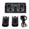 Base Cargador Doble y 2 Baterias Recargables Para Wii Wiimote Negro