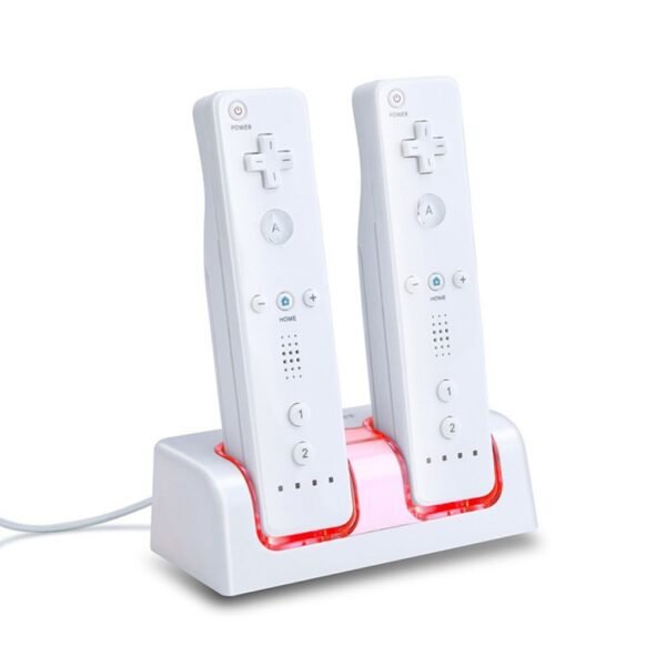 Base Cargador Doble y 2 Baterias Recargables Para Wiimote Blanca