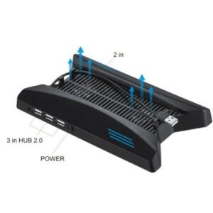 Soporte Doble Fan y Hub Usb 2.0 de 3 Puertos Para Ps4 Pro