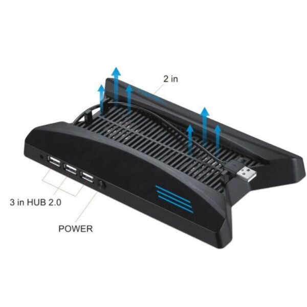 Soporte Doble Fan y Hub Usb 2.0 de 3 Puertos Para Ps4 Pro