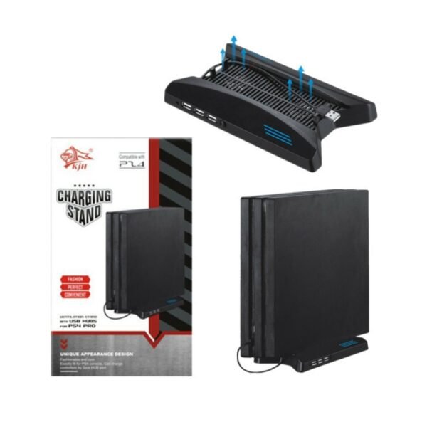 Soporte Doble Fan y Hub Usb 2.0 de 3 Puertos Para Ps4 Pro