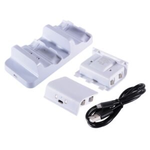 Base de Carga + 2 Baterias de Joystick Para Xbox One S Slim Blanca