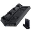 Base Soporte Vertical Doble Fan y  Carga Controles Para Ps4 Fat y Slim