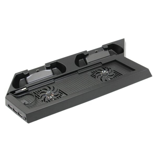 Base Soporte Vertical Doble Fan y  Carga Controles Para Ps4 Fat y Slim