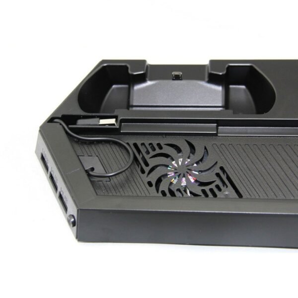 Base Soporte Vertical Doble Fan y  Carga Controles Para Ps4 Fat y Slim
