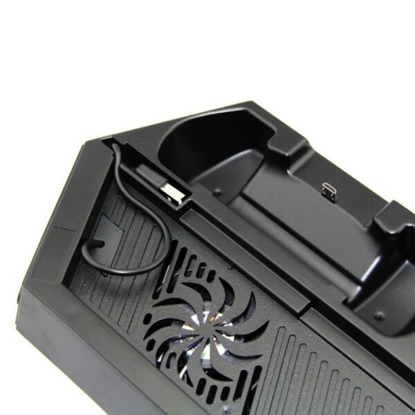 Base Soporte Vertical Doble Fan y  Carga Controles Para Ps4 Fat y Slim
