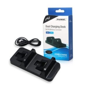 Base Carga Horizontal Doble Joystick Control Mando Para Ps4 Negra V1