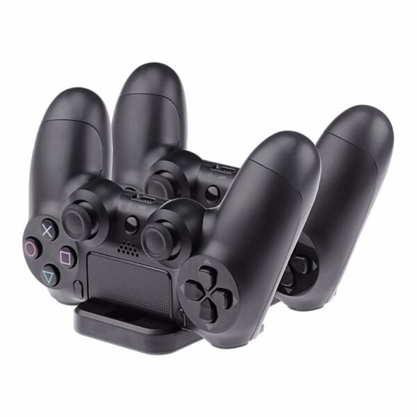 Base Carga Horizontal Doble Joystick Control Mando Para Ps4 Negra V1