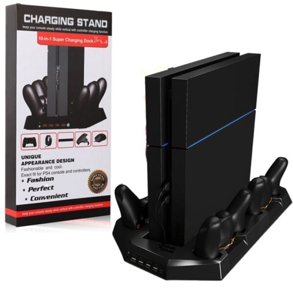 Soporte Base Carga 4 Controles Doble Ventilador Led 4 Usb 3.0 Ps4 10 En 1
