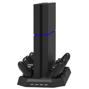 Soporte Base Carga 4 Controles Doble Ventilador Led 4 Usb 3.0 Ps4 10 En 1