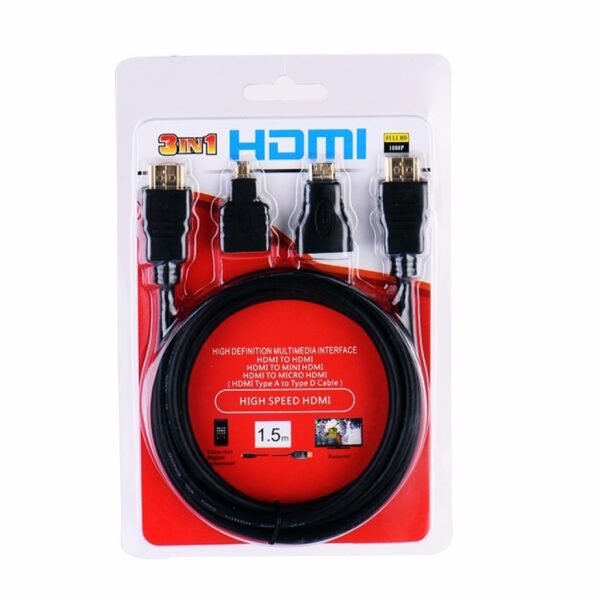 Cable Hdmi 3 En 1 Con Adaptadores Mini y Micro