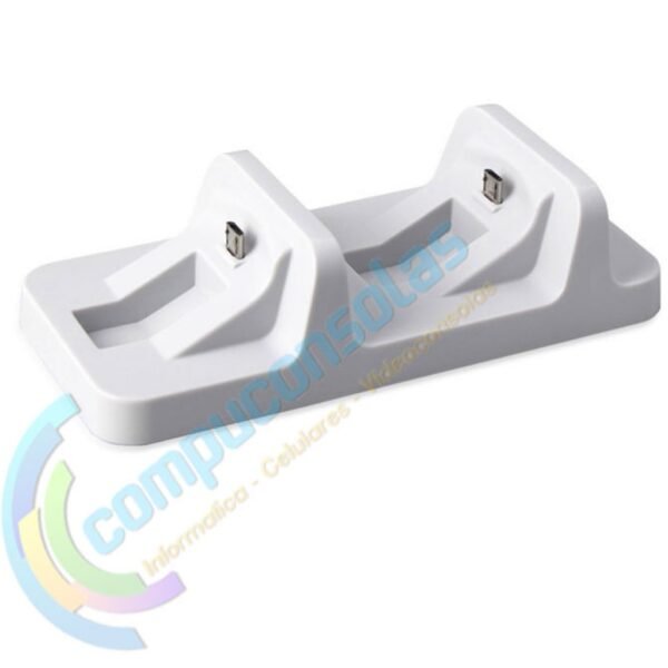 Base Carga Horizontal Doble Joystick Control Mando Para Ps4 Blanca