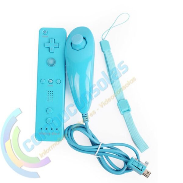 Joystick Compatible Wiimote Con Motion Plus + Nunchuk Celeste
