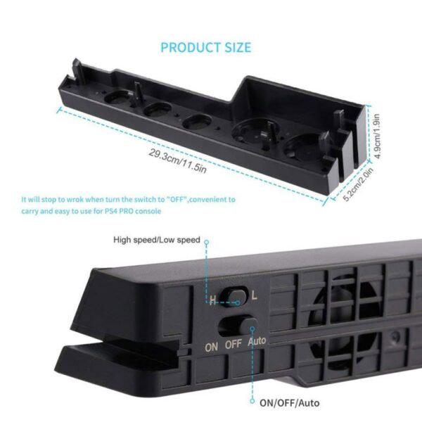 Ventilador Externo de 5 Fan Automatico y Control Velocidad para Ps4 Pro
