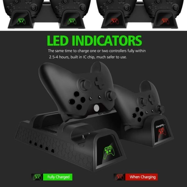 Soporte Estacion de Carga Refrigeracion + 2 Baterias Indicador Led Para Xbox One / Slim /  X