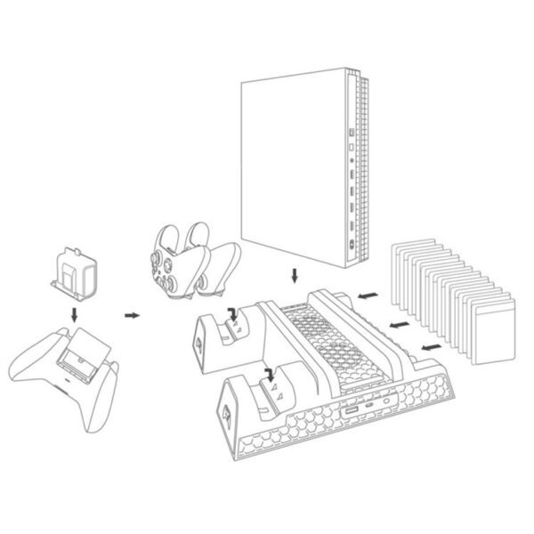 Soporte Estacion de Carga Refrigeracion + 2 Baterias Indicador Led Para Xbox One / Slim /  X