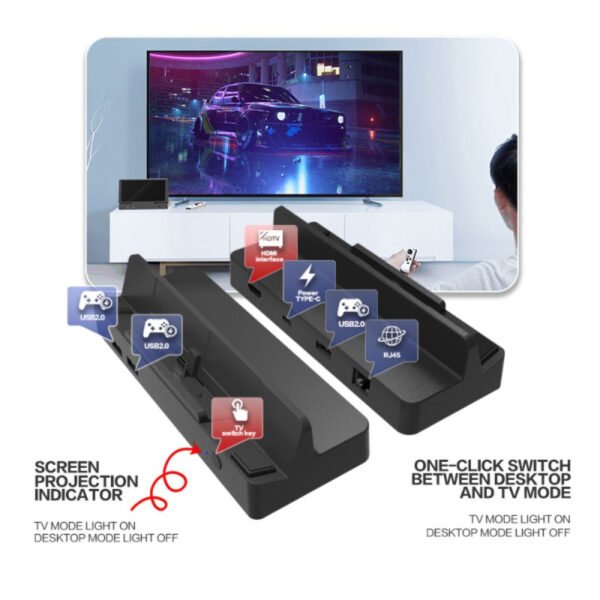 Base Dock con Ethernet de 1000 Mbps Para Switch y Switch OLED