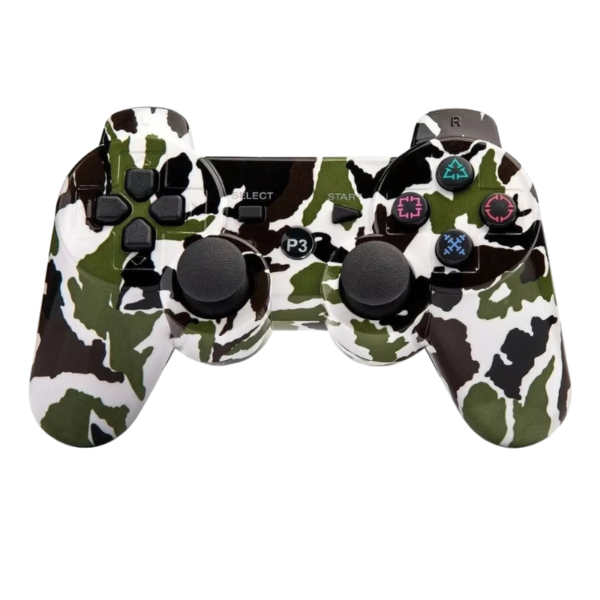 Joystick Inalambrico Compatible Con Ps3 Camuflado Verde y Negro