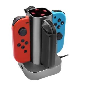 Base de Carga de Aluminio Para Joy-con 4 en 1 Gris