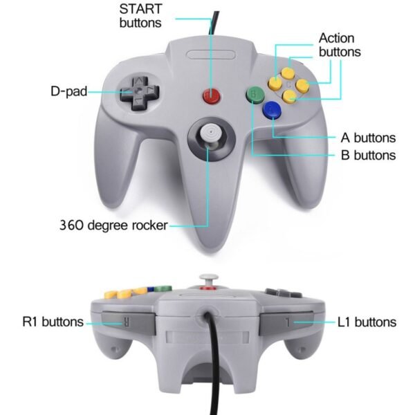 Joystick Control Gamepad Compatible con Nintendo 64 Gris