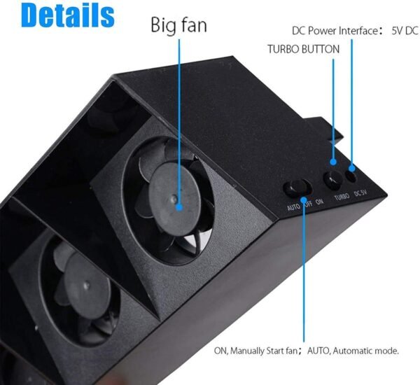 Ventilador Externo de 5 Fan Automatico y Control Velocidad Compatible para Ps4 Fat